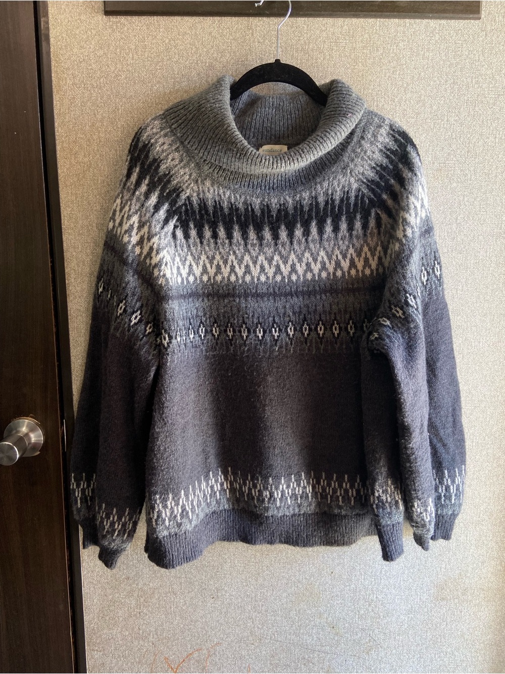 Sundance XXL fair isle wool alpaca blend sweater cozy plus size cowl turtle neck